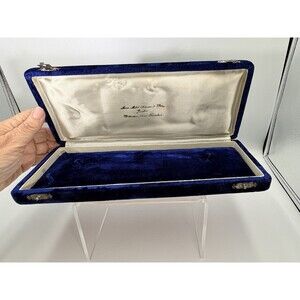 Vintage Messrs. M.L. Lehman & Sons Royal Blue Velvet Jewelry Box Case London